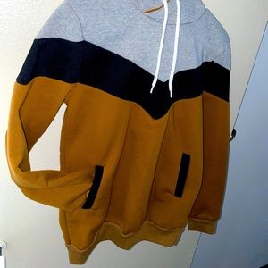 Brown/Gray/Black hoodie with front pocket